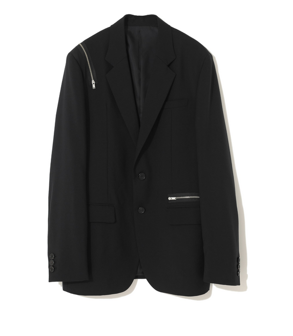 ZIPPER BLACK WOOL BLEND BLAZER