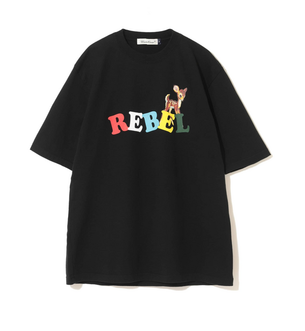 "REBEL" PRINTED BLACK T-SHIRT