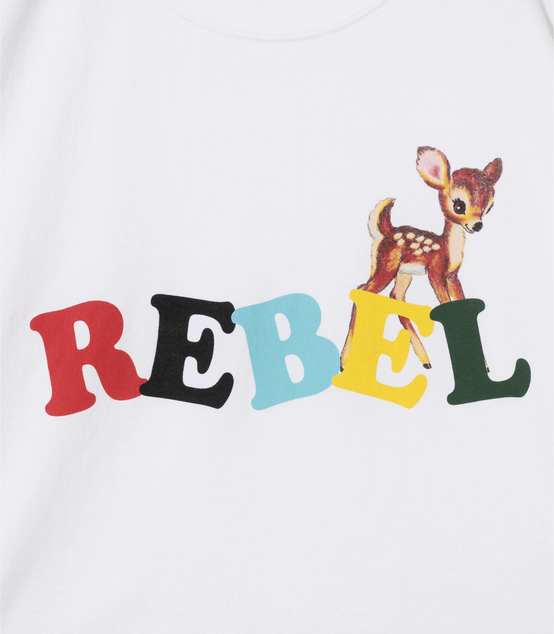 "REBEL" PRINTED WHITE T-SHIRT