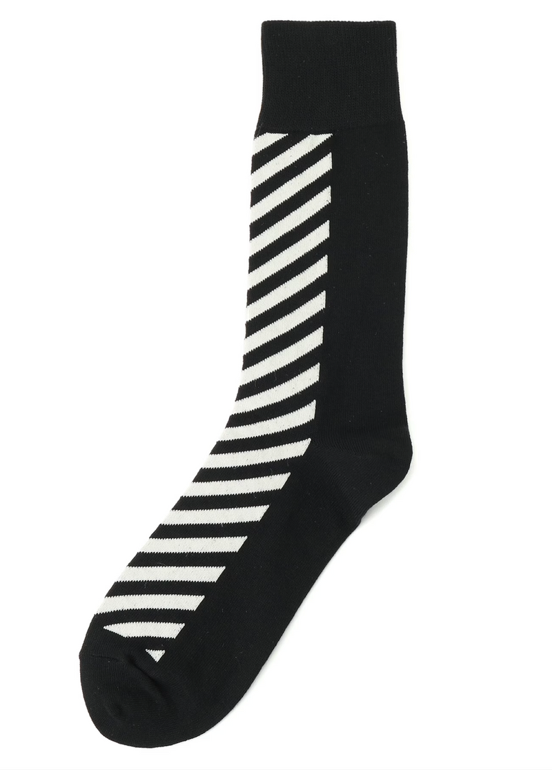 BLACK AND WHITE PLAIN STITCH STRIPE SOCKS