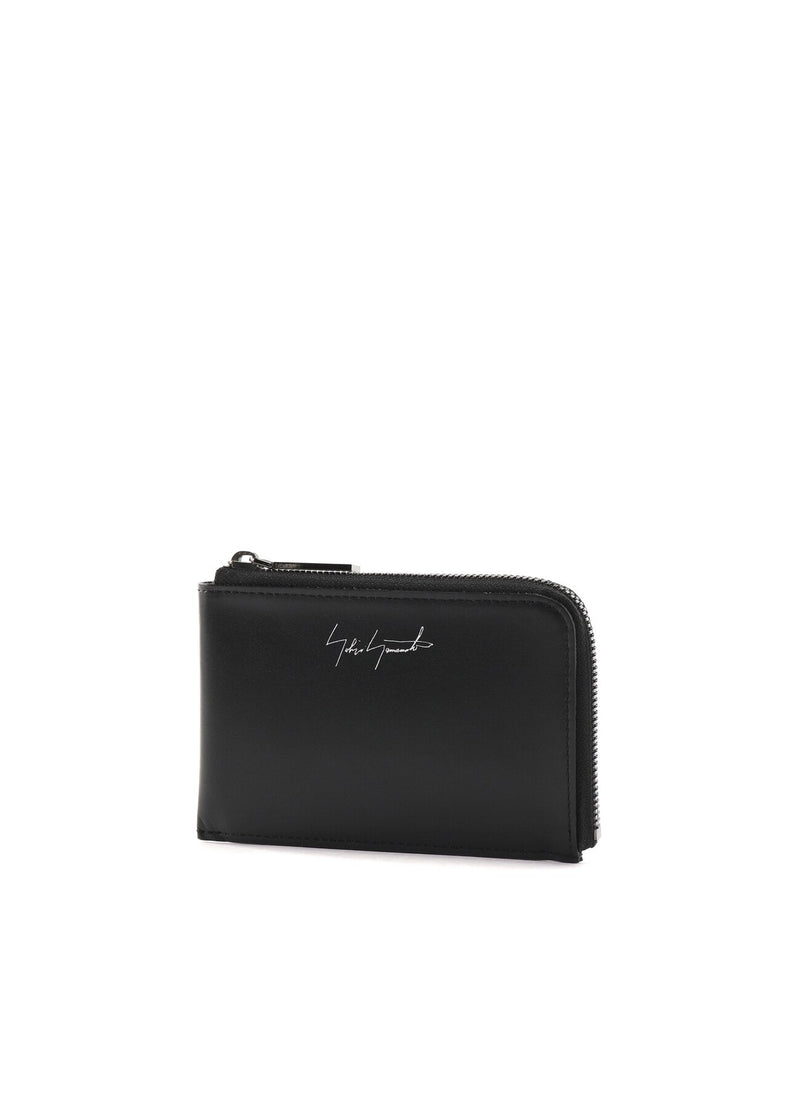 Black Leather Plain Short Wallet